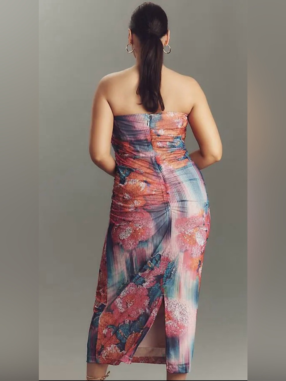 NWT Anthropologie Soleil Strapless Ruched Mesh Dress - Picture 5 of 16